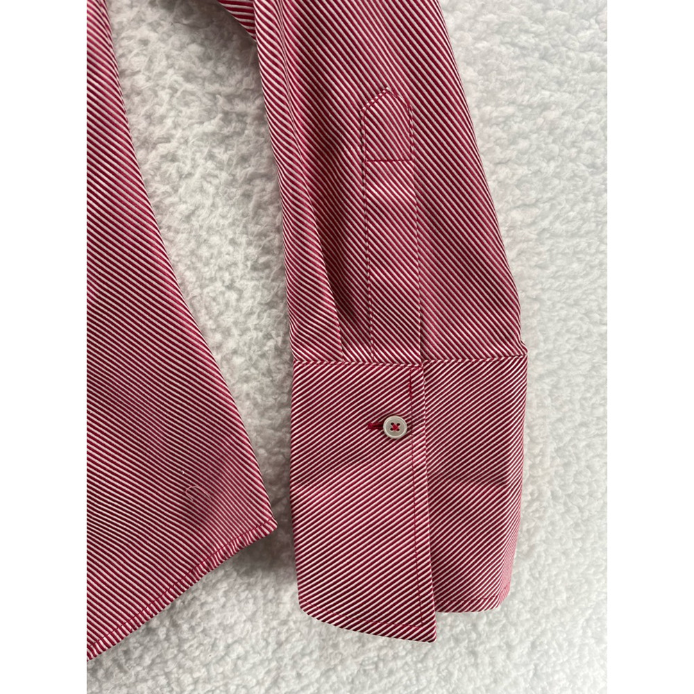 Banana Republic Womens Button Front Shirt Pink Stripe Long Sleeve Flip Up Cuff M - Picture 3 of 8